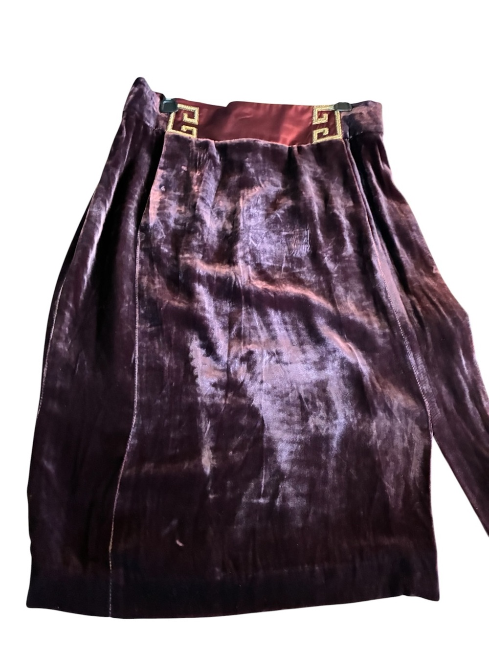 Silk 18% and Rayon 82% Greek key vintage Bill Blass Burgundy plum skirt size 12